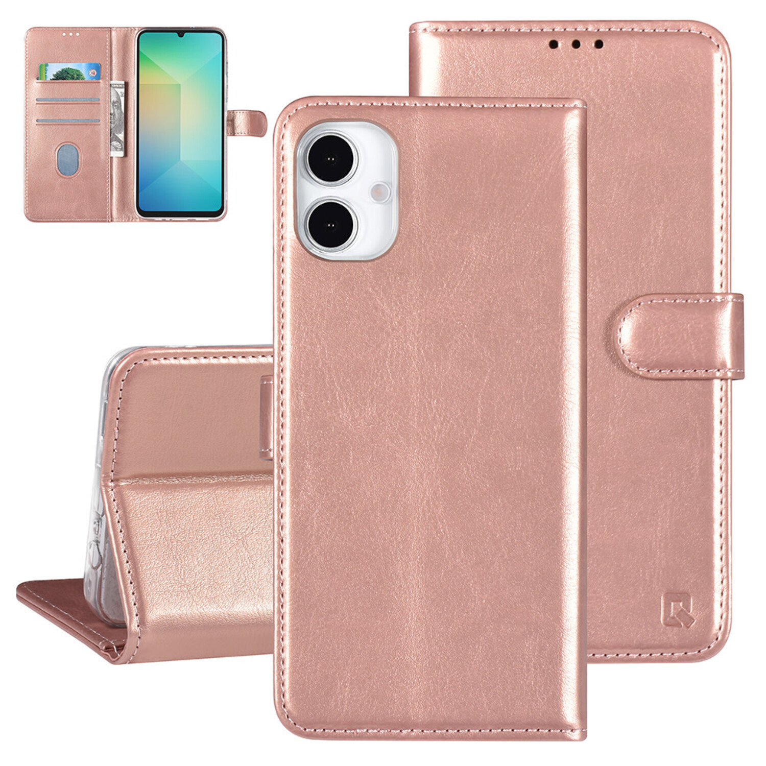 TUNIQ TUNIQ Galaxy A16 5G Book-Case hul - Kartenhalter für 3 Karten - Magnetverschluss - Hanger - Rose Gold
