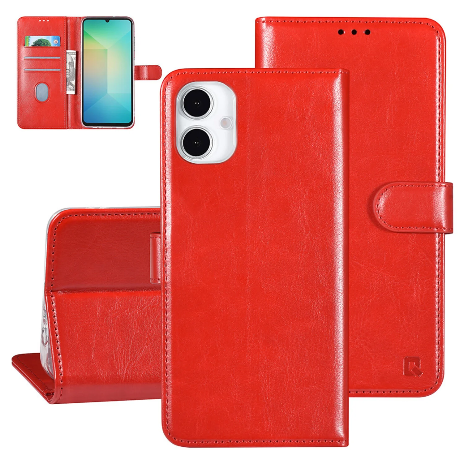 TUNIQ TUNIQ Galaxy A16 5G Book-Case hul - Kartenhalter für 3 Karten - Magnetverschluss - Hanger - Rot