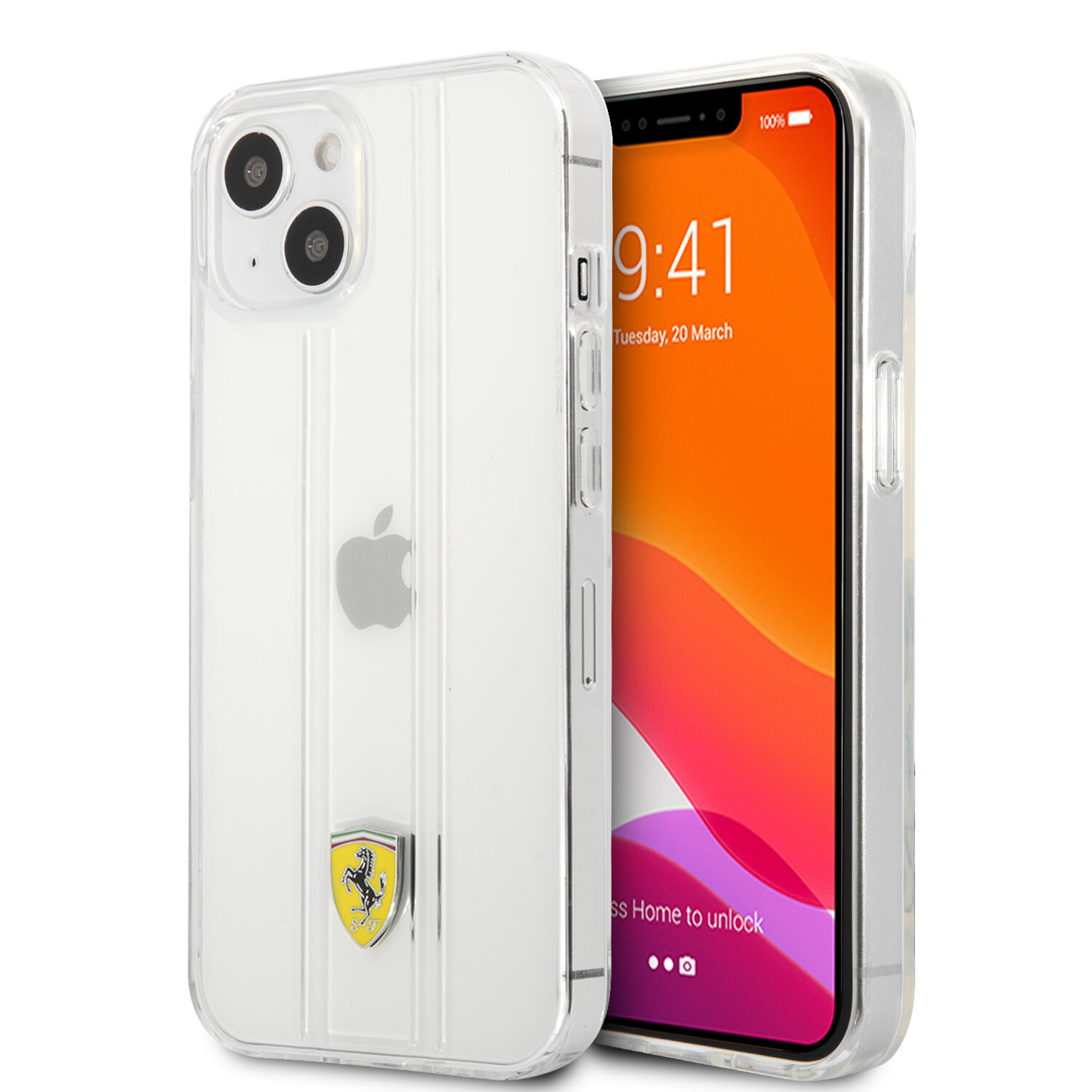 Ferrari Ferrari iPhone 13 Back-Cover hul - 3D Stripes - Transparent