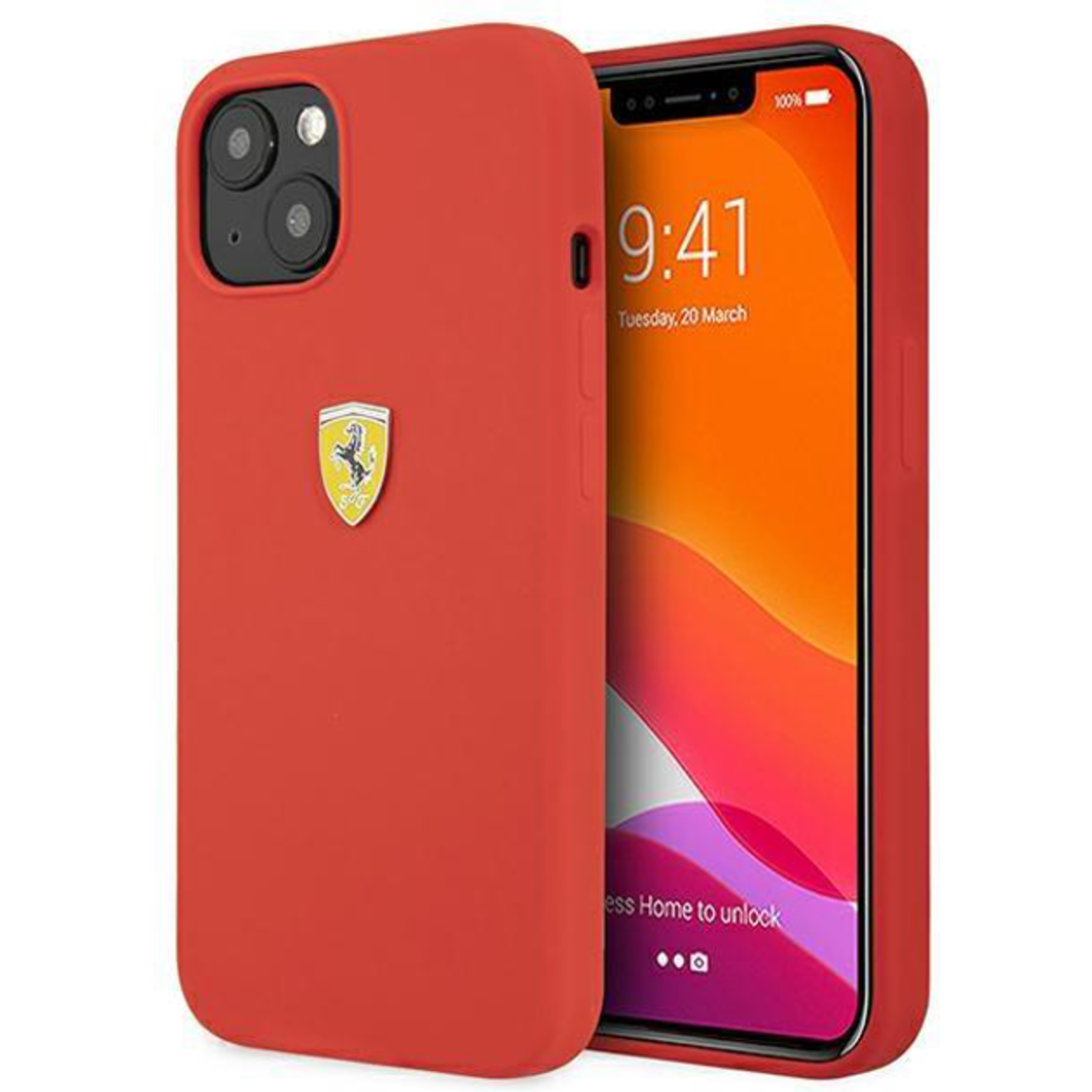Ferrari Ferrari iPhone 13 Back-Cover hul - Metal Logo - Rot