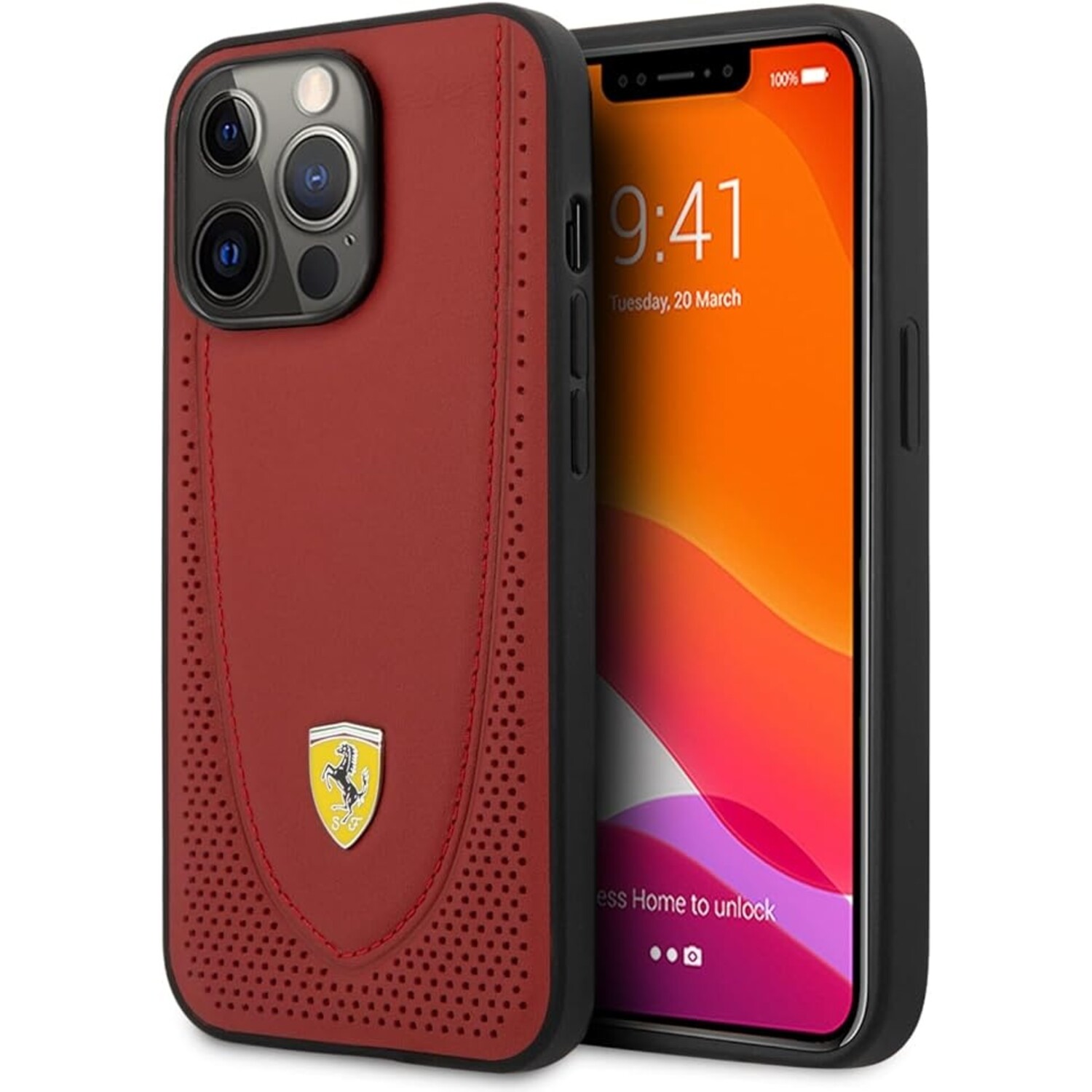 Ferrari Ferrari iPhone 13 Pro Back-Cover hul - Stiched - Rot