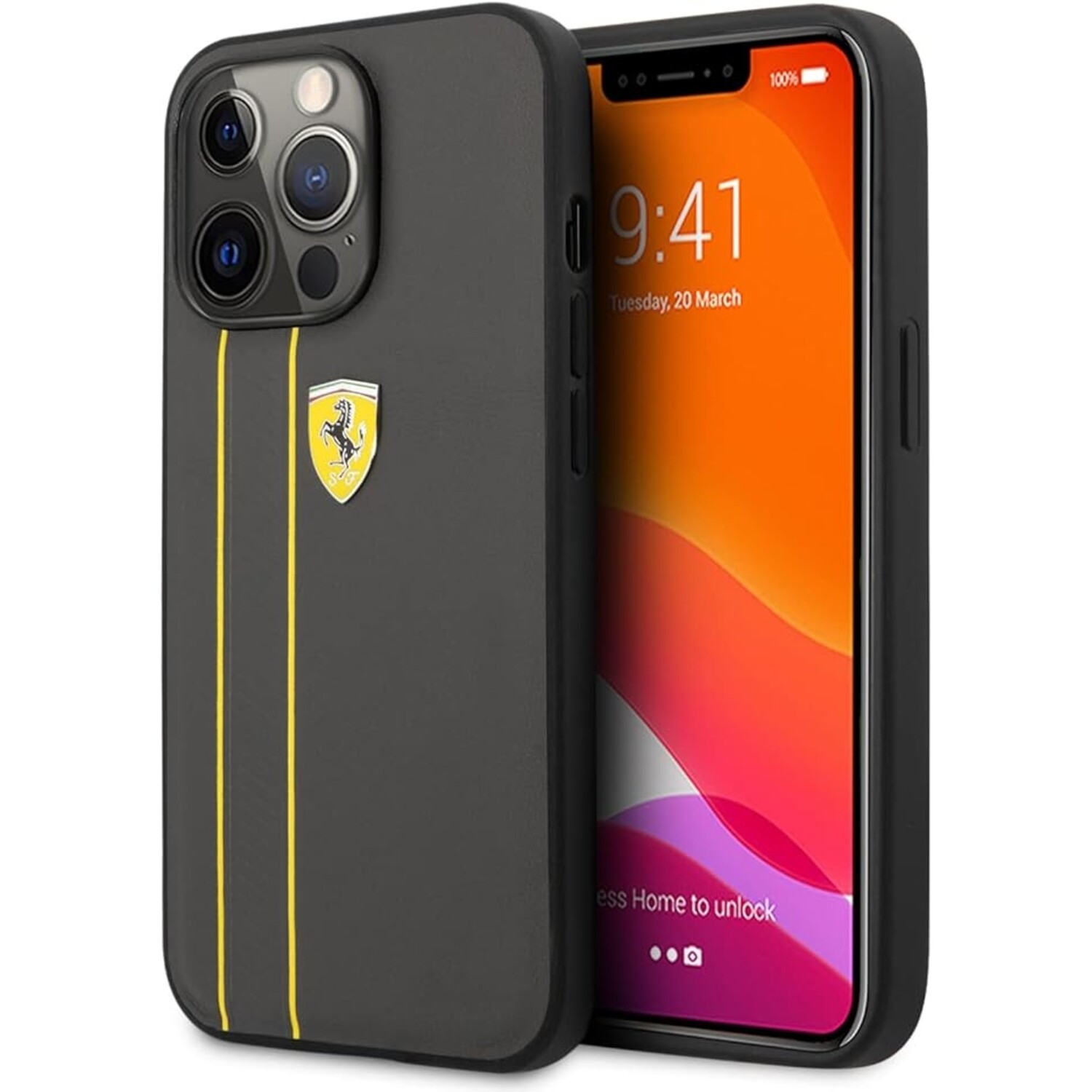 Ferrari Ferrari iPhone 13 Pro Back-Cover hul - Stripes - Gelb