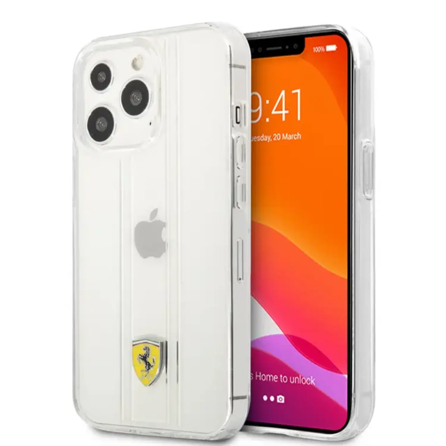 Ferrari Ferrari iPhone 13 Pro Back-Cover hul - 3D Stripes - Transparent