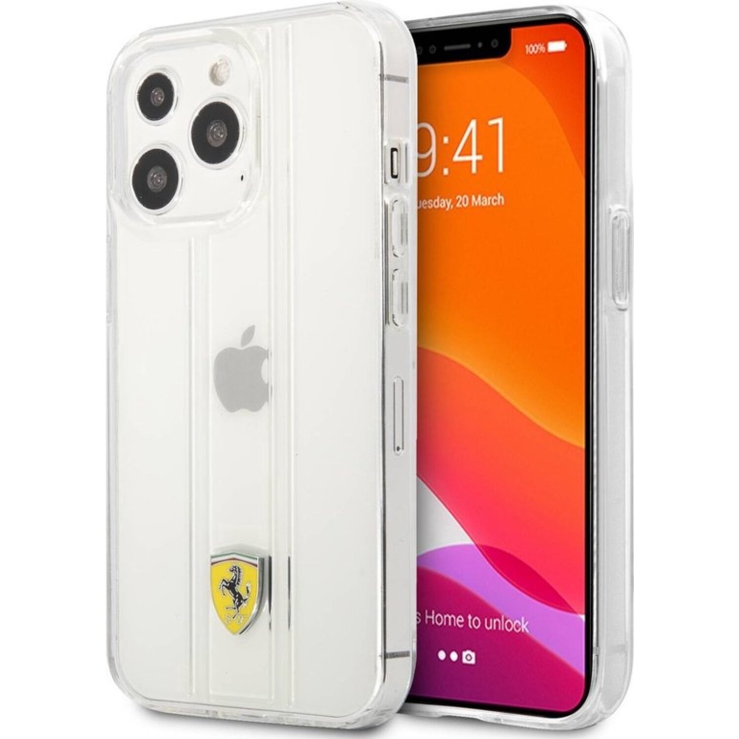 Ferrari Ferrari iPhone 13 Pro Max Back-Cover hul - 3D Stripes - Transparent