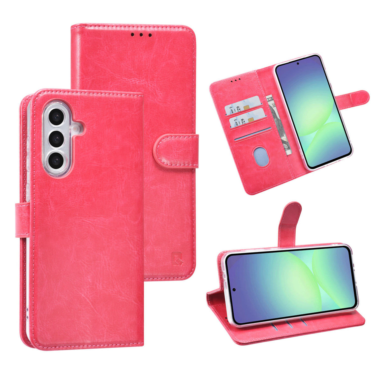 TUNIQ TUNIQ Galaxy A36 Book-Case hul - Kartenhalter für 3 Karten - Magnetverschluss - Aufhänger - Hot Pink