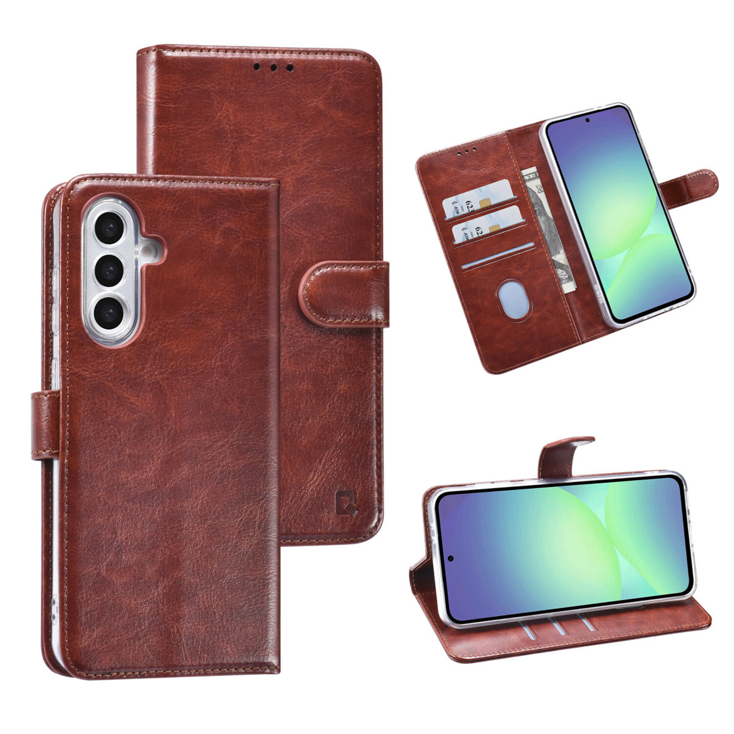 TUNIQ TUNIQ Galaxy A36 Book-Case hul - Kartenhalter für 3 Karten - Magnetverschluss - Aufhänger - Braun