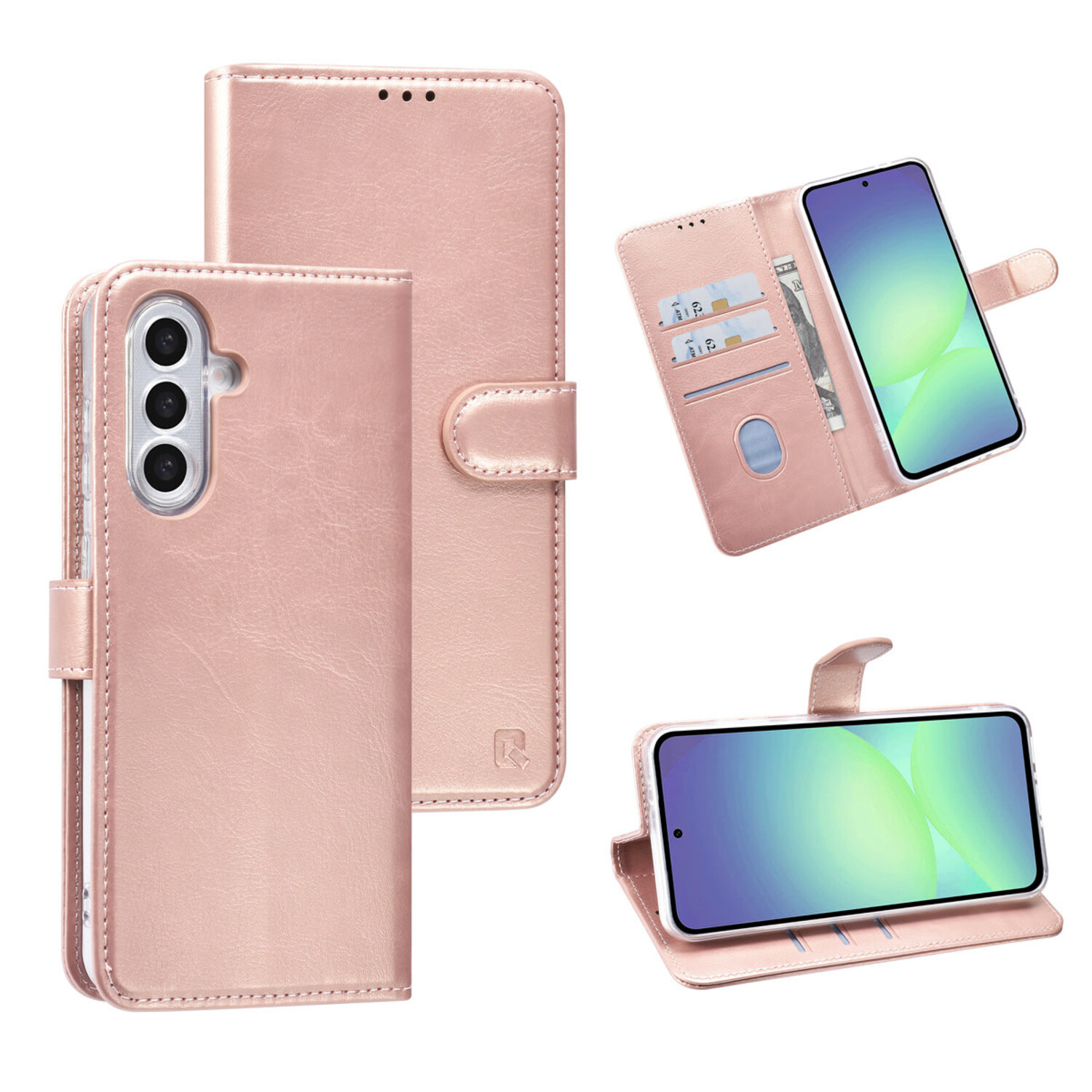 TUNIQ TUNIQ Galaxy A56 Book-Case hul - Kartenhalter für 3 Karten - Magnetverschluss - Aufhänger - Rose Gold