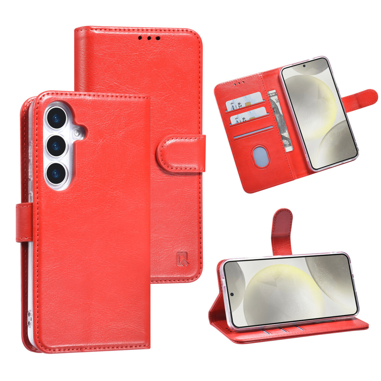 TUNIQ TUNIQ Galaxy S25 Book-Case hul - Kartenhalter für 3 Karten - Magnetverschluss - Aufhänger - Rot