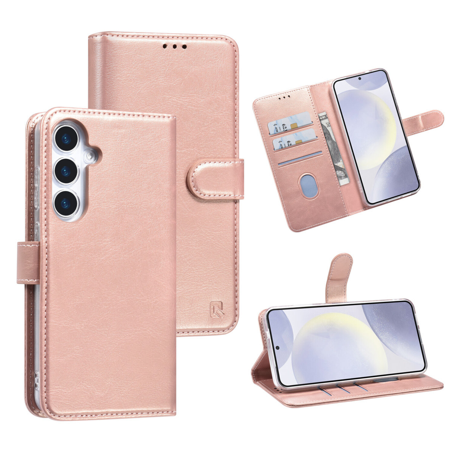 TUNIQ TUNIQ Galaxy S25 Plus Book-Case hul - Kartenhalter für 3 Karten - Magnetverschluss - Aufhänger - Rose Gold