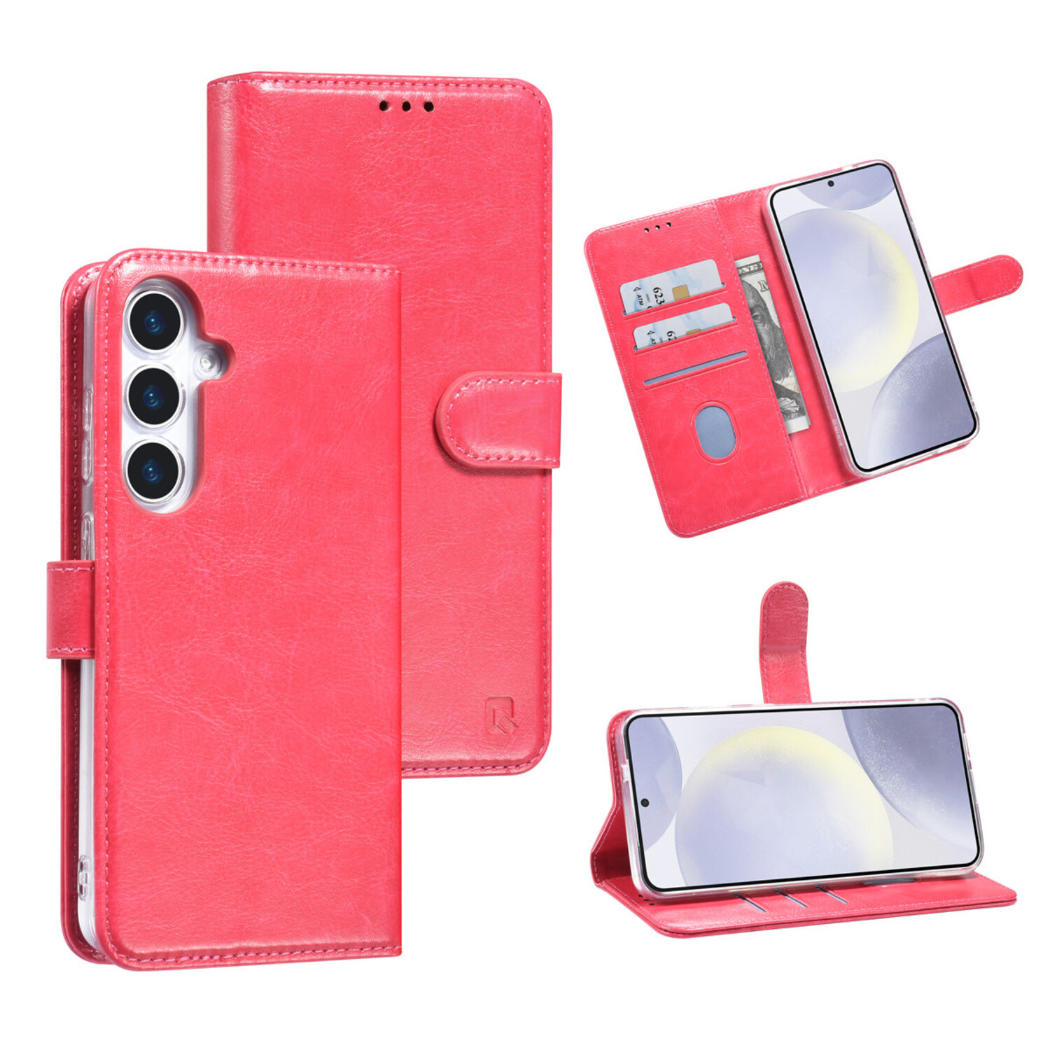 TUNIQ TUNIQ Galaxy S25 Plus Book-Case hul - Kartenhalter für 3 Karten - Magnetverschluss - Aufhänger - Hot Pink