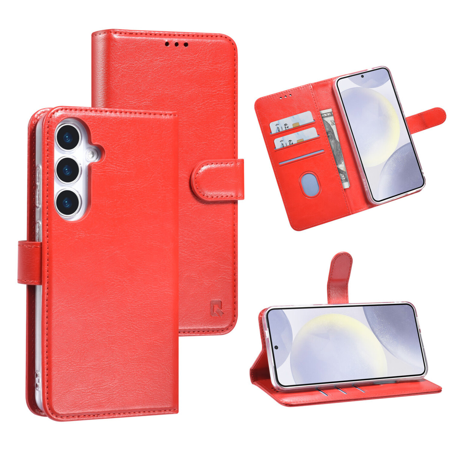 TUNIQ TUNIQ Galaxy S25 Plus Book-Case hul - Kartenhalter für 3 Karten - Magnetverschluss - Aufhänger - Rot