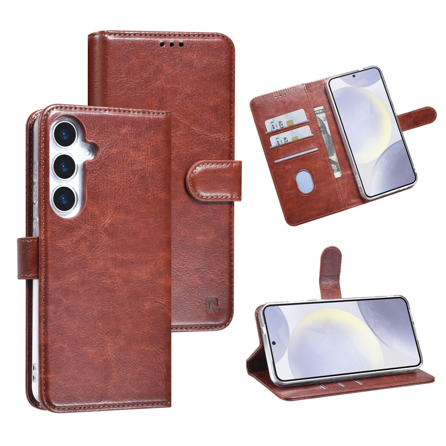 TUNIQ TUNIQ Galaxy S25 Plus Book-Case hul - Kartenhalter für 3 Karten - Magnetverschluss - Aufhänger - Braun