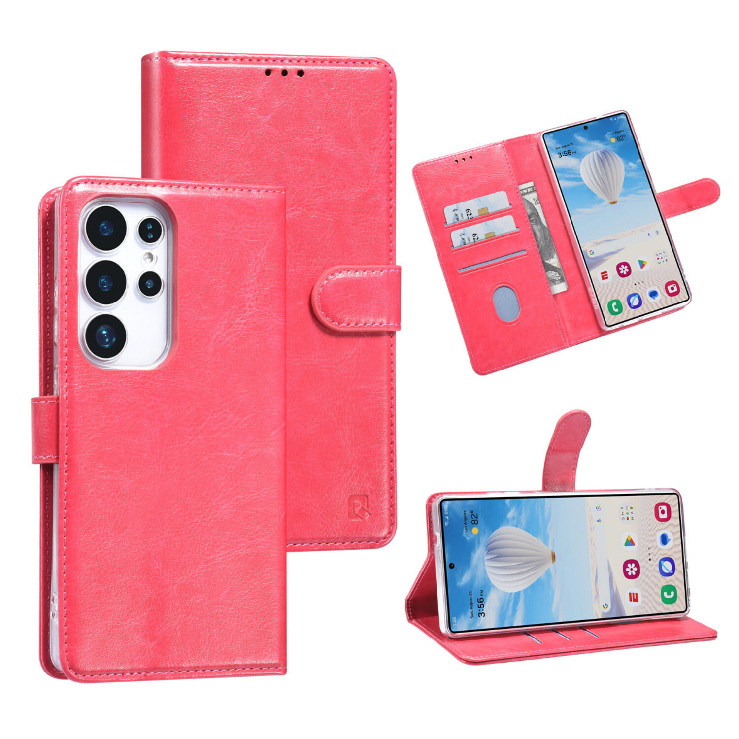 TUNIQ TUNIQ Galaxy S25 Ultra Book-Case hul - Kartenhalter für 3 Karten - Magnetverschluss - Aufhänger - Hot Pink