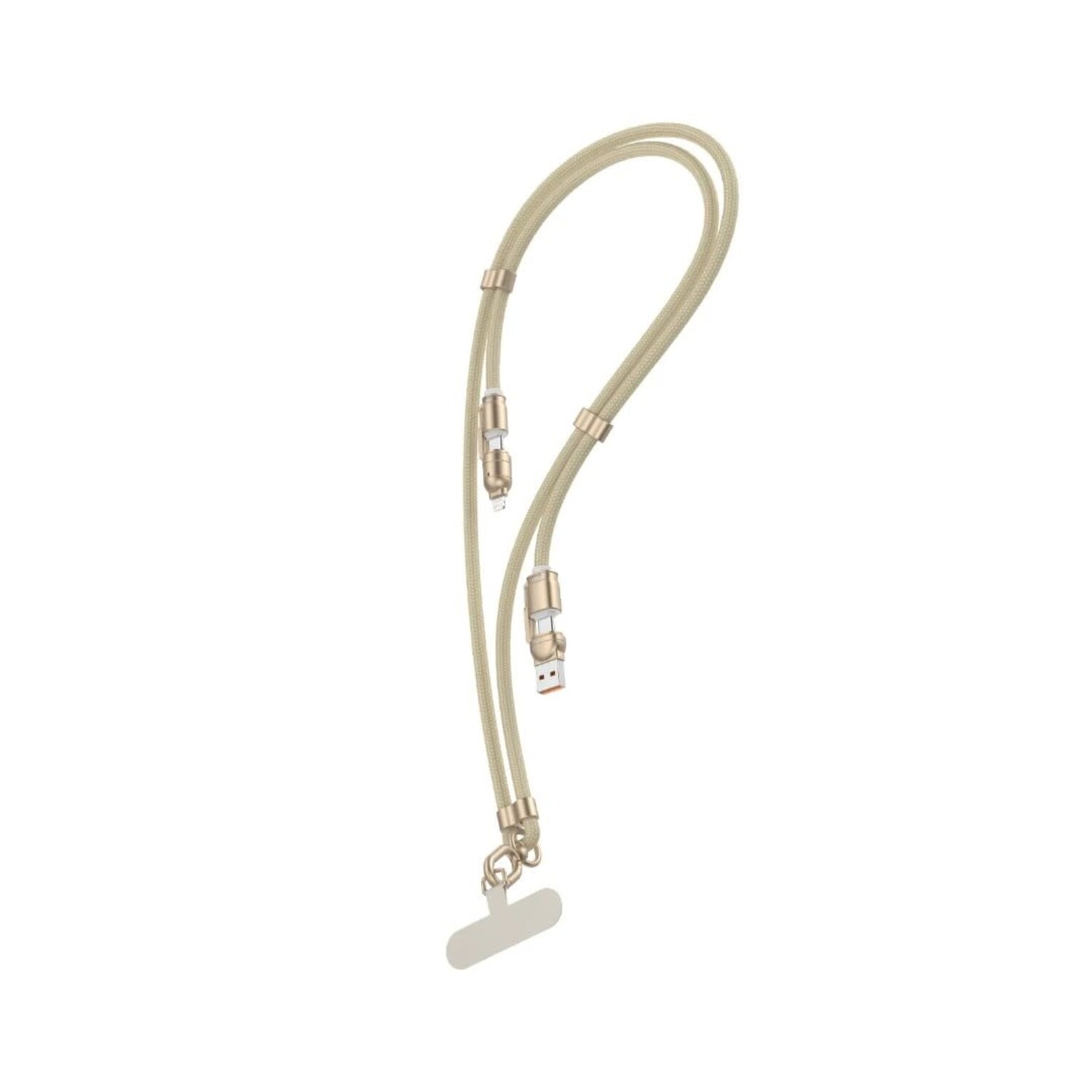Green Lion Green Lion 4 in 1 Braided 150cm Lanyard Cable with Tether Patch - Beige