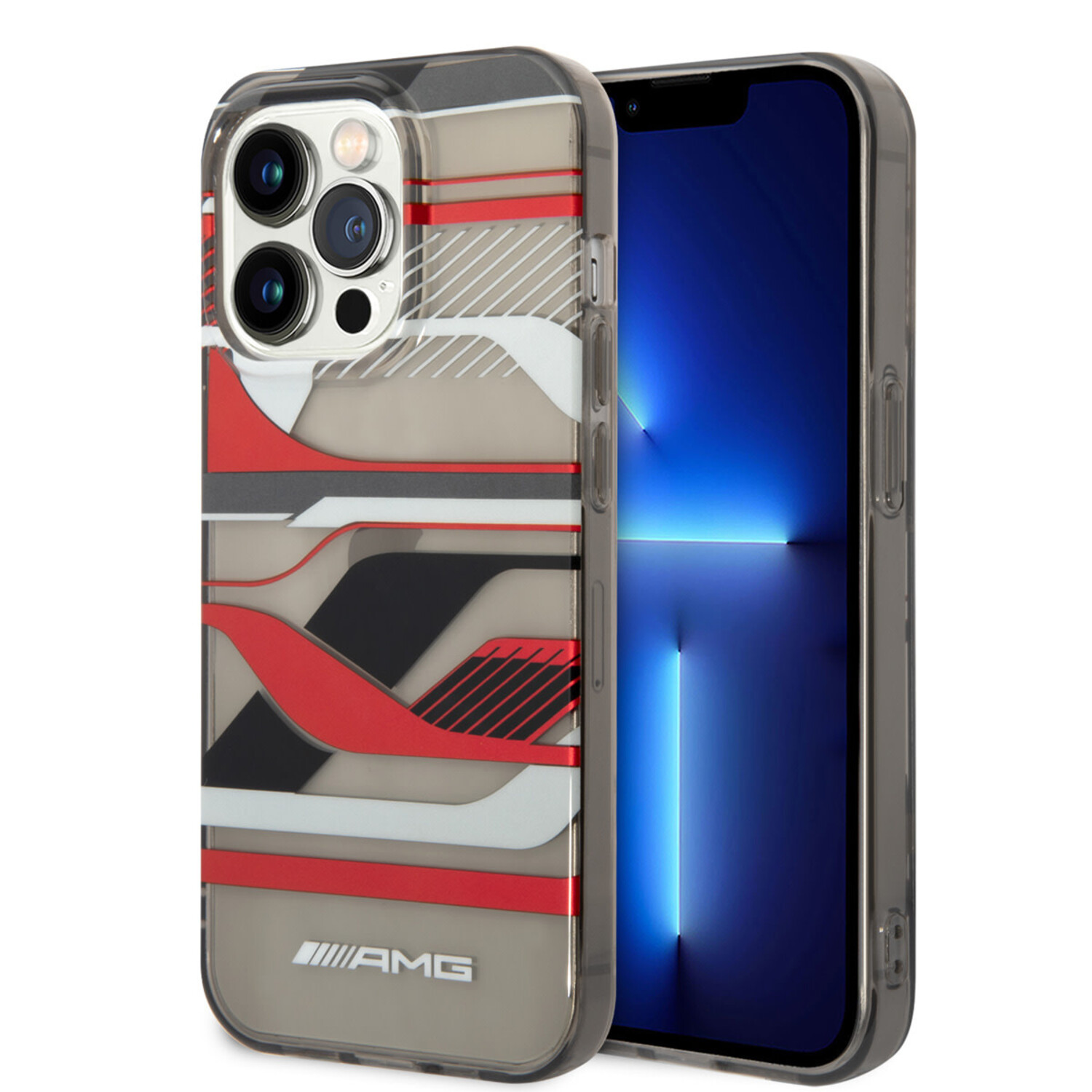 AMG AMG iPhone 14 Pro Max Back-Cover hul - Double Layer - Expressive Red Graphic Design - Transparent