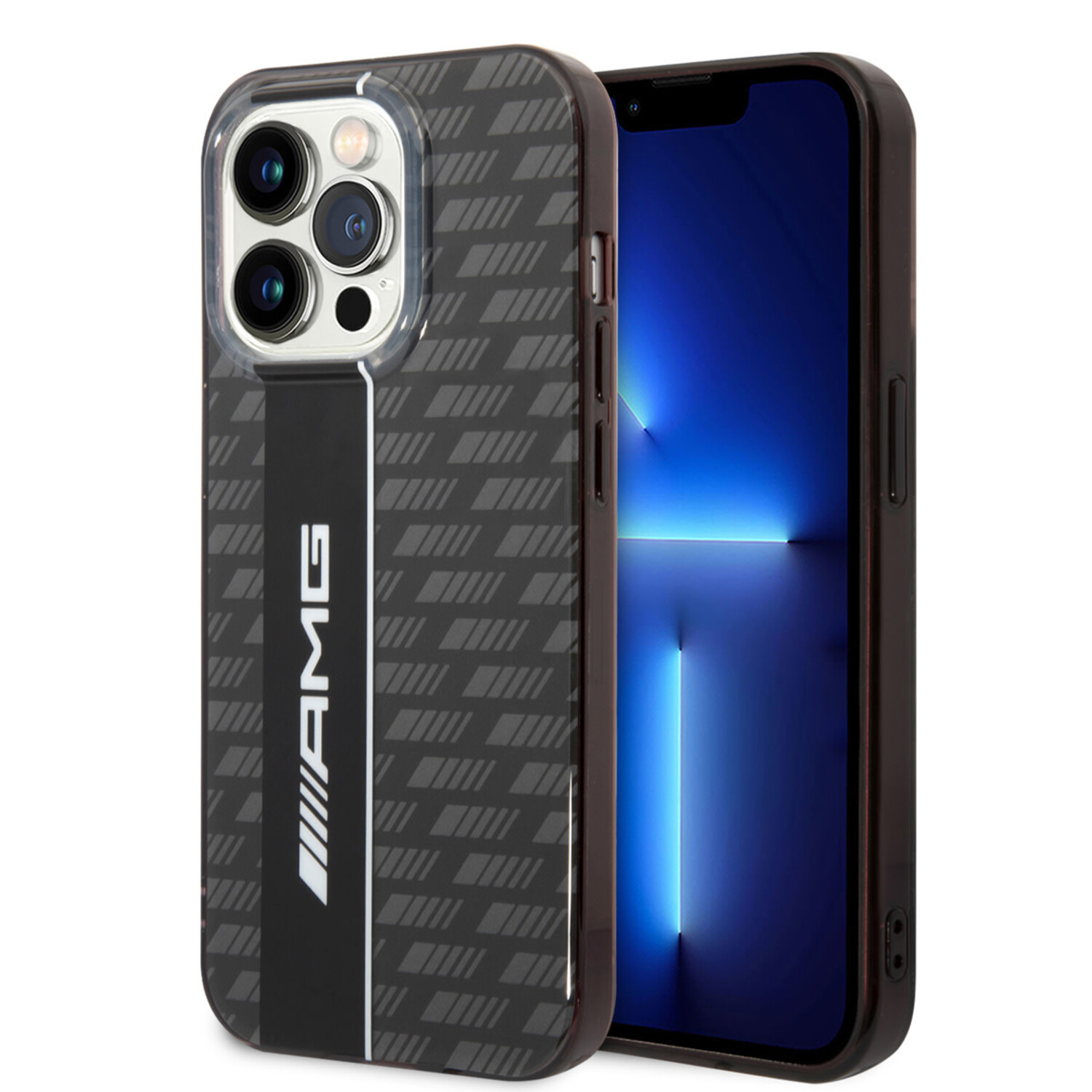 AMG AMG iPhone 14 Pro Max Back-Cover hul - Double Layer - Carbon Pattern - Grau