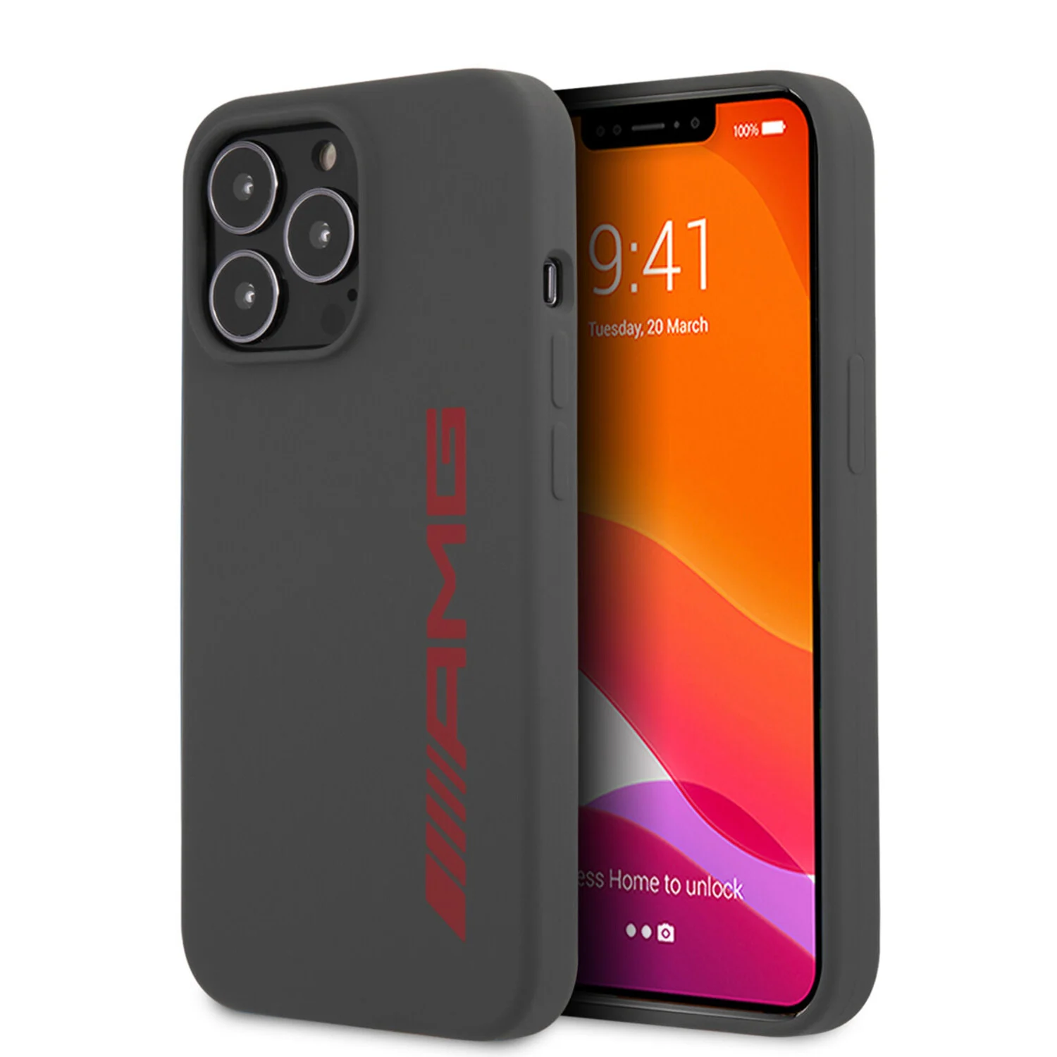 AMG AMG iPhone 13 Pro Back-Cover hul - Silicone - Big Red Logo - Grau