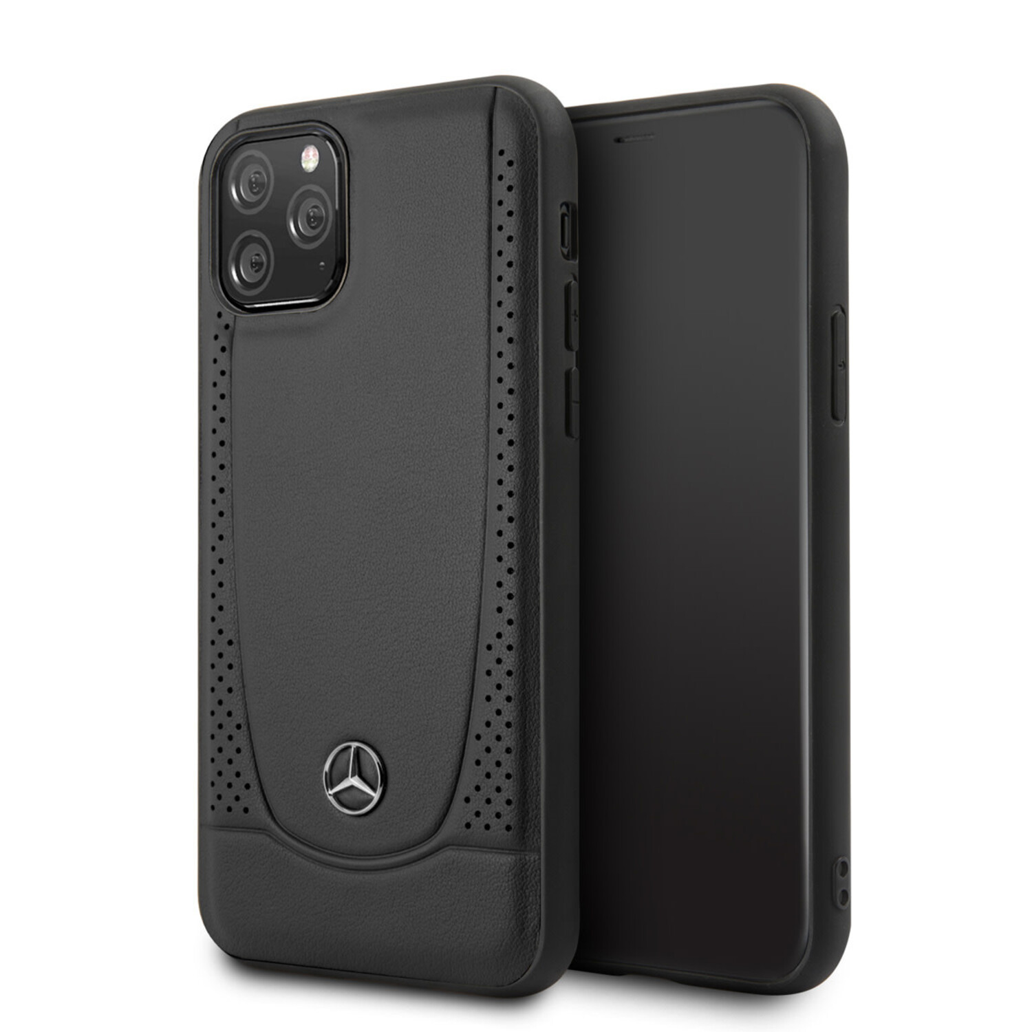 Mercedes-Benz Mercedes-Benz iPhone 11 Pro Back-Cover hul - Genuine Leather - Perforated Urban - Schwarz