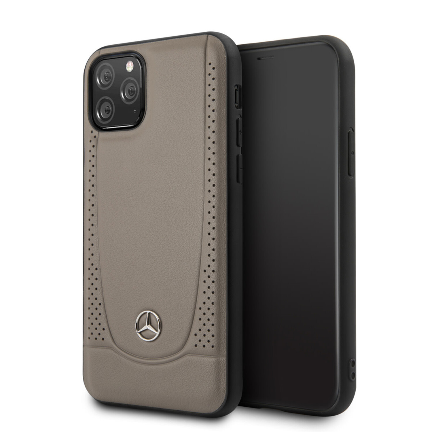 Mercedes-Benz Mercedes-Benz iPhone 11 Pro Back-Cover hul - Genuine Leather - Perforated Urban - Braun