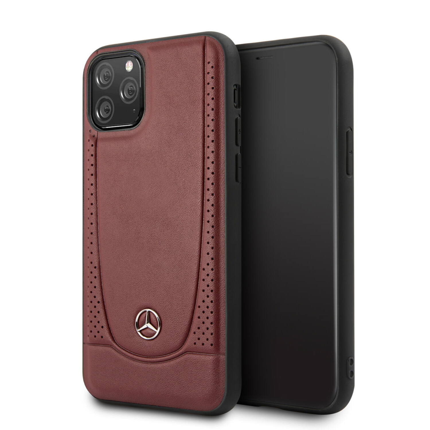 Mercedes-Benz Mercedes-Benz iPhone 11 Pro Back-Cover hul - Genuine Leather - Perforated Urban - Rot