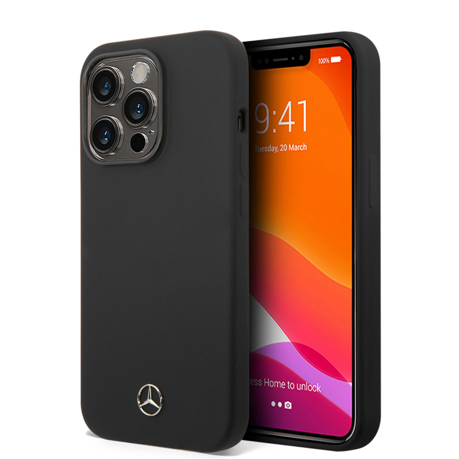 Mercedes-Benz Mercedes-Benz iPhone 14 Pro Back-Cover hul - Silicone - Schwarz