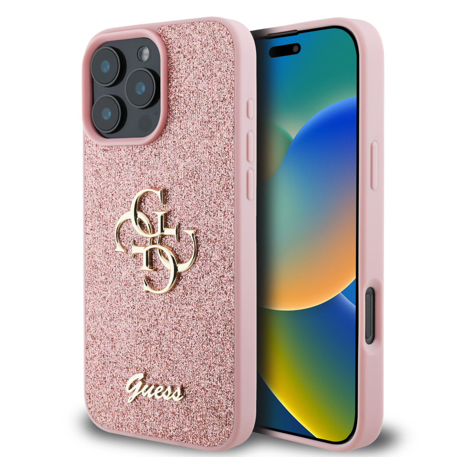 Guess Guess iPhone 16 Pro Back-Cover hul - Big 4G - Fixed Glitter - Rosa