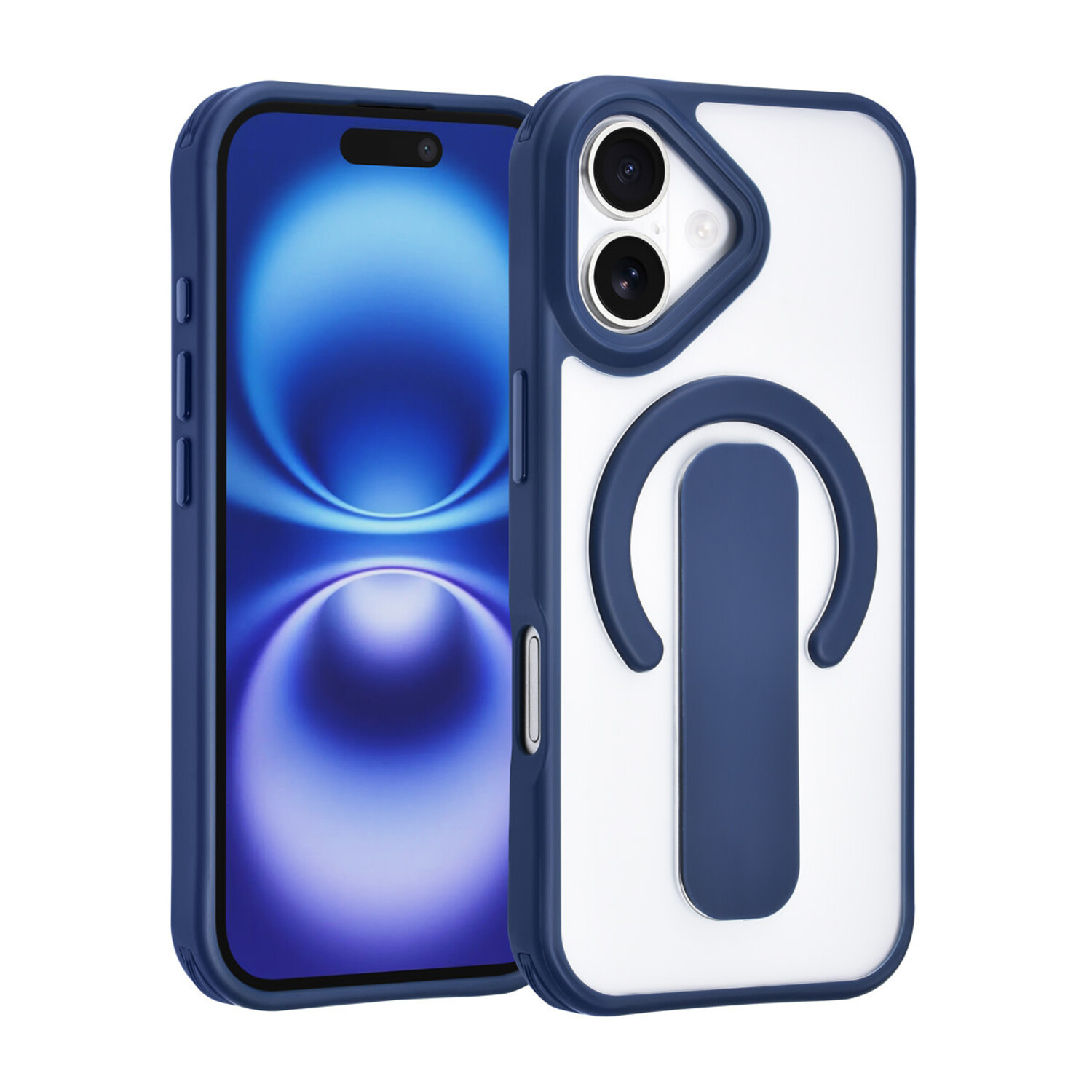 TUNIQ TUNIQ iPhone 17 Back-Cover hul - Built-in Ring Stand - Antishock - Blau