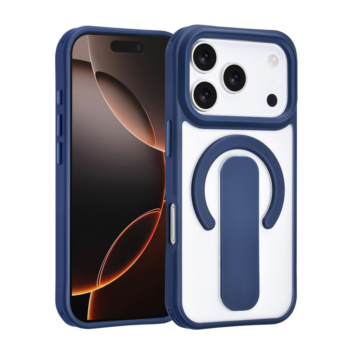 TUNIQ TUNIQ iPhone 17 Pro Back-Cover hul - Built-in Ring Stand - Antishock - Blau