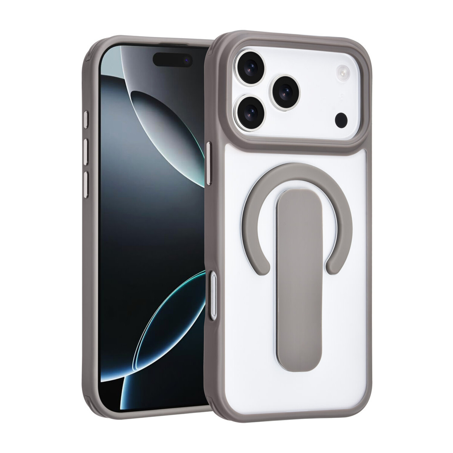 TUNIQ TUNIQ iPhone 17 Pro Max Back-Cover hul - Built-in Ring Stand - Antishock - Grau