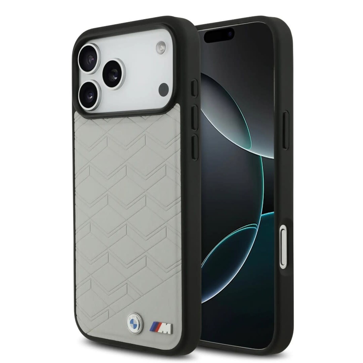 BMW BMW iPhone 17 Pro Max Back-Cover hul - MagSafe - Seat Shaped Leather Case With Metal Logos - Grau