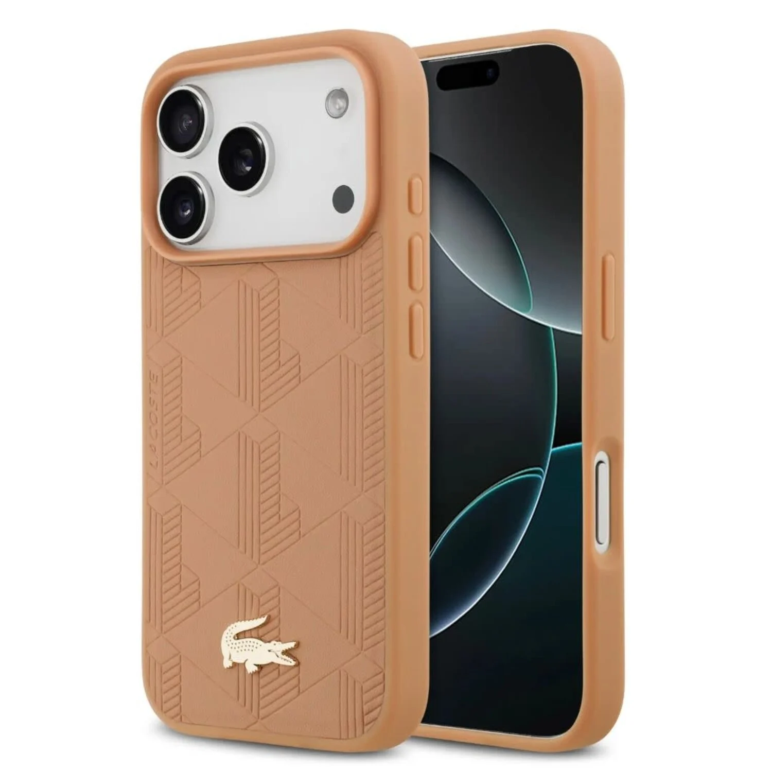 Lacoste Lacoste iPhone 17 Pro Max Back-Cover hul - MagSafe - Monogramme Print With Gold Logo - Rosa
