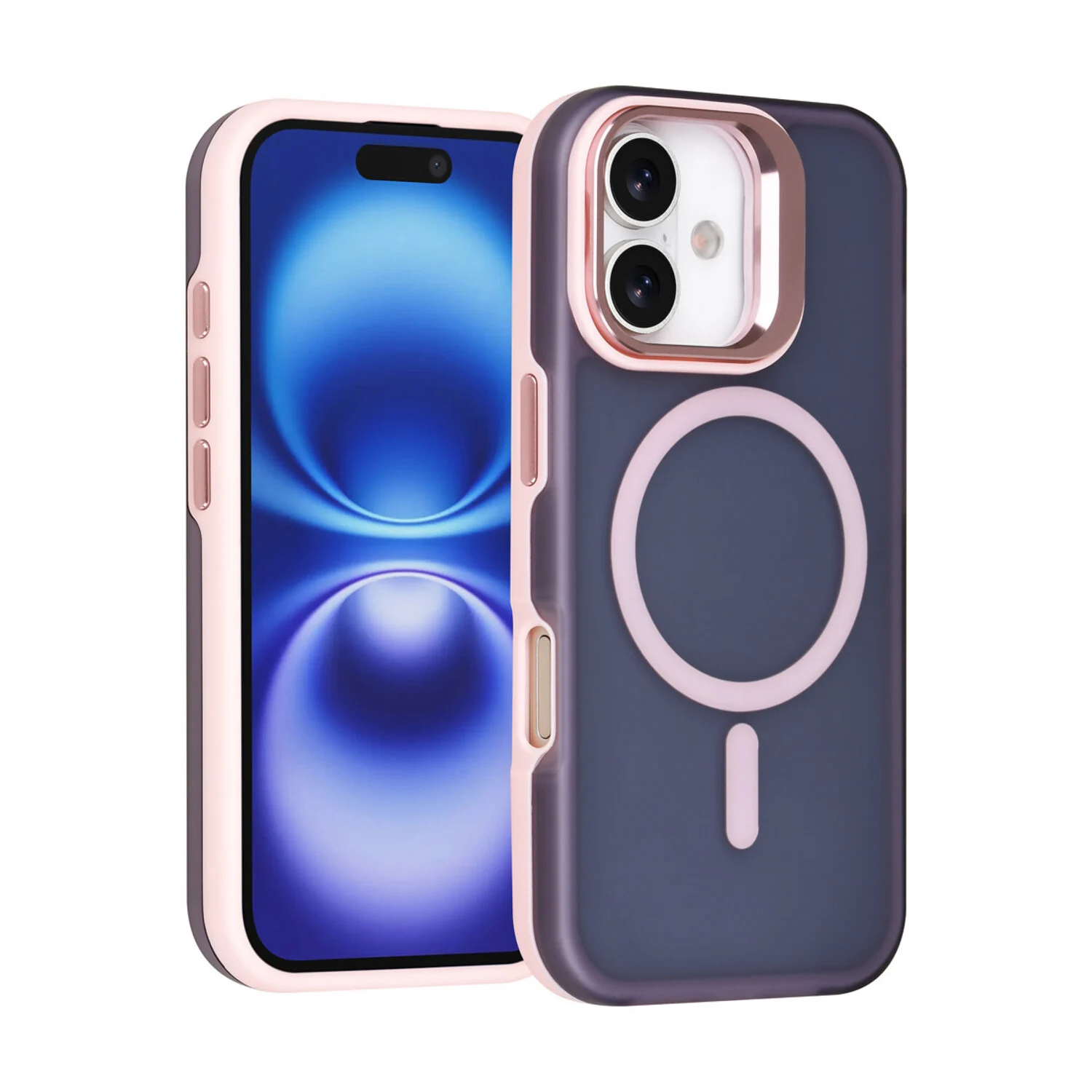 TUNIQ TUNIQ iPhone 16 Back-Cover hul - Magsafe - With Camera Stand - Rosa