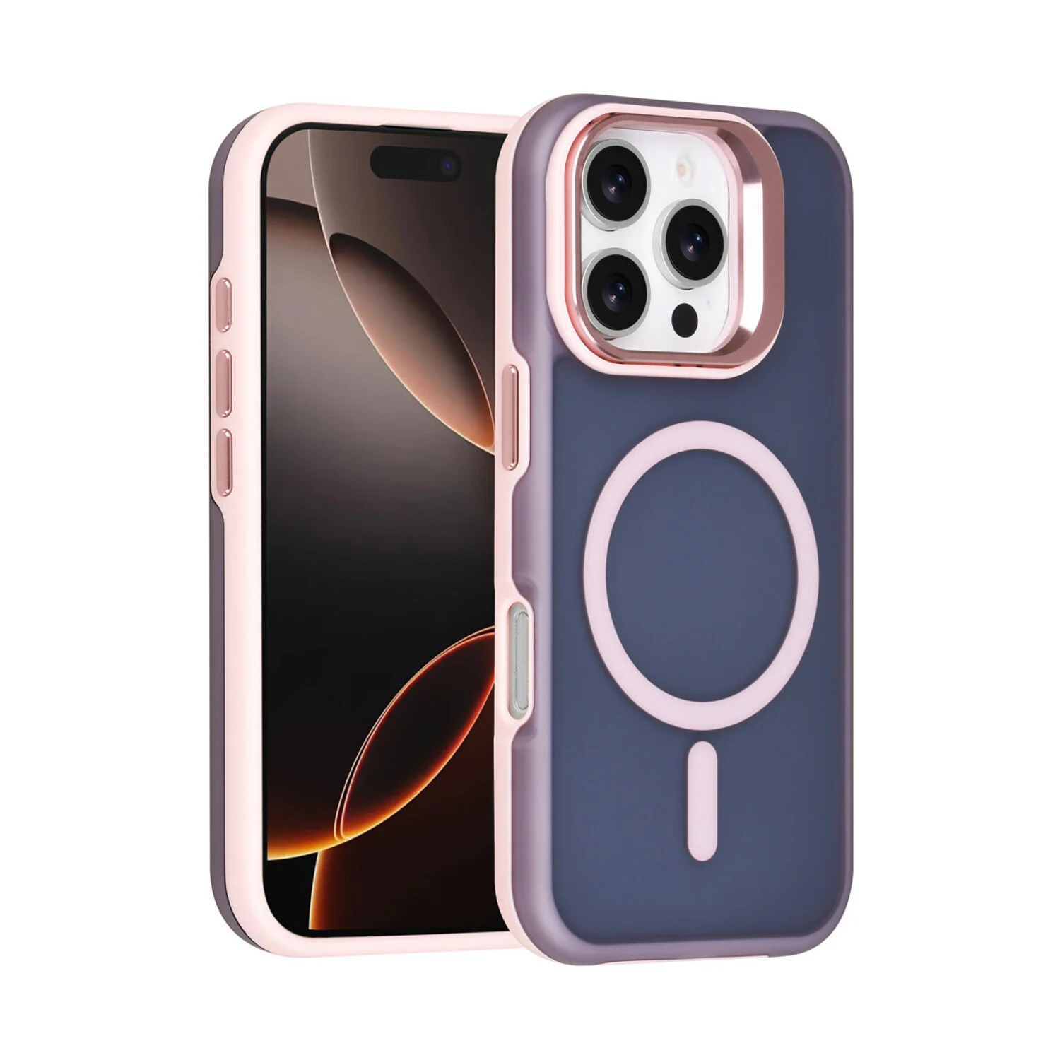 TUNIQ TUNIQ iPhone 16 Pro Back-Cover hul - Magsafe - With Camera Stand - Rosa