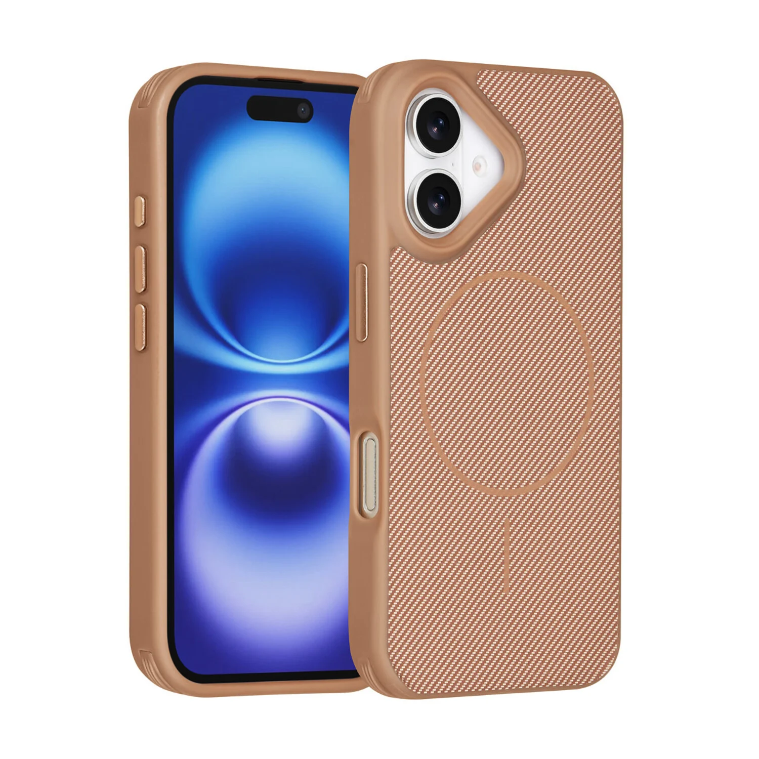 TUNIQ TUNIQ iPhone 16 Back-Cover hul - Magsafe - Carbon Fiber - Shockproof - Gold