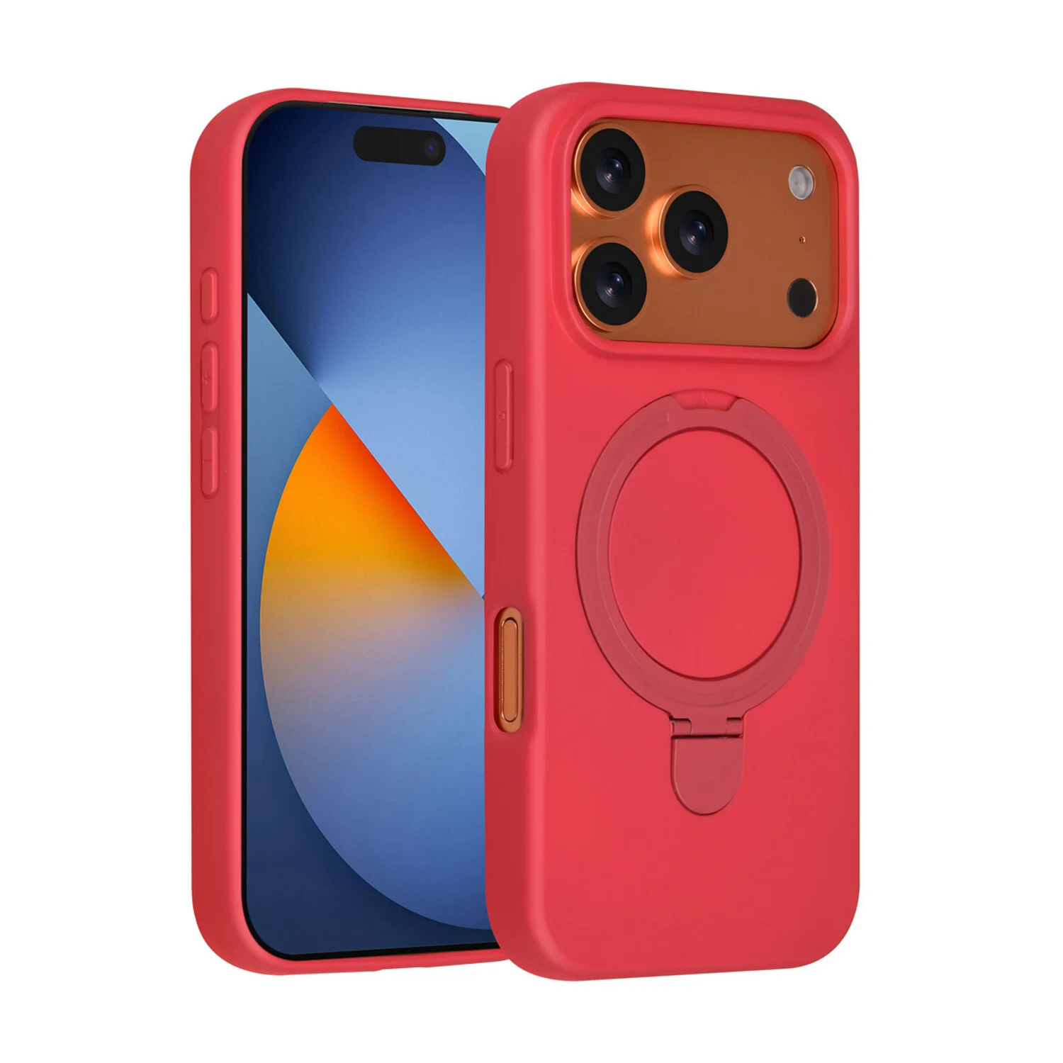 TUNIQ TUNIQ iPhone 17 Pro Back-Cover hul - Magsafe With Ring Stand - Hanger - Cherry Red
