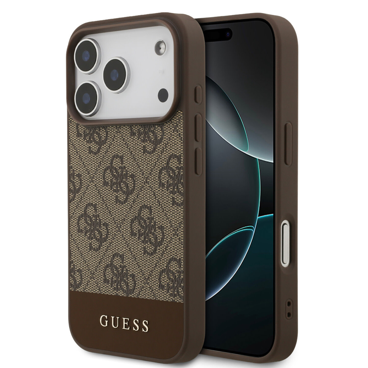 Guess Guess iPhone 17 Pro Back-Cover hul - 4G Bottom Stripe - Braun