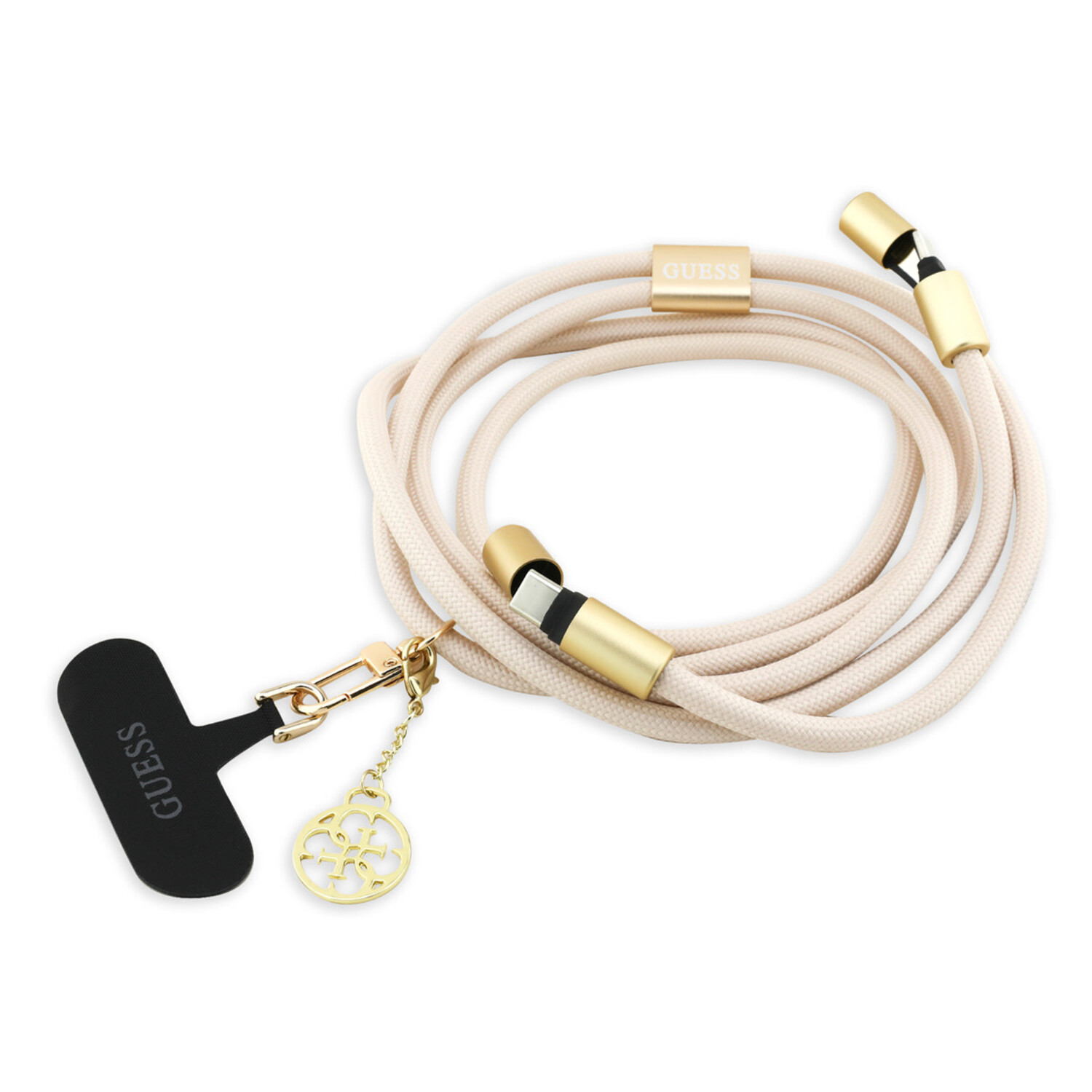 Guess Guess Crossbody Cord with Charging Cable and Tether Patch - USB-C to USB-C - 4G Charm - Beige