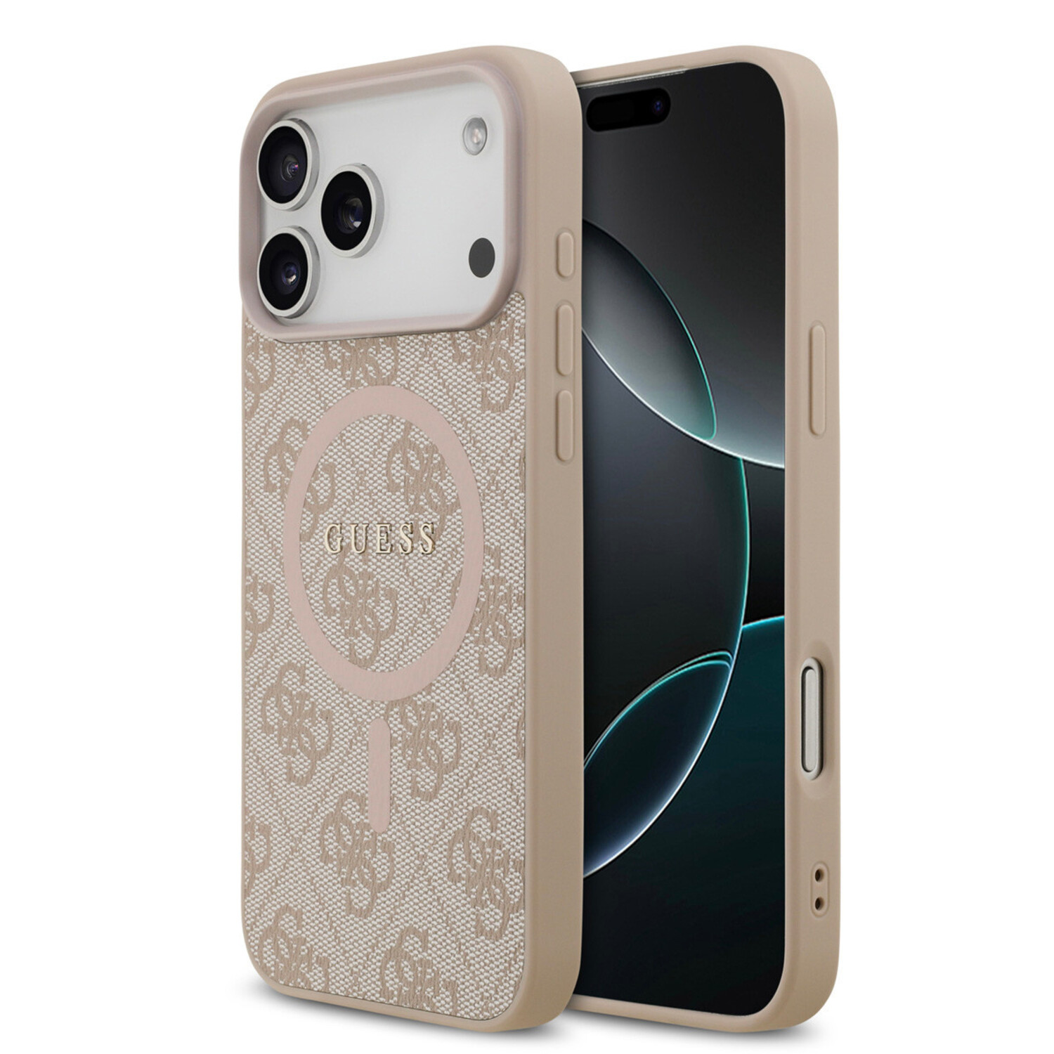 Guess Guess iPhone 17 Pro Max Back-Cover hul - Magsafe PU Leather - 4G Classic Logo - Rosa