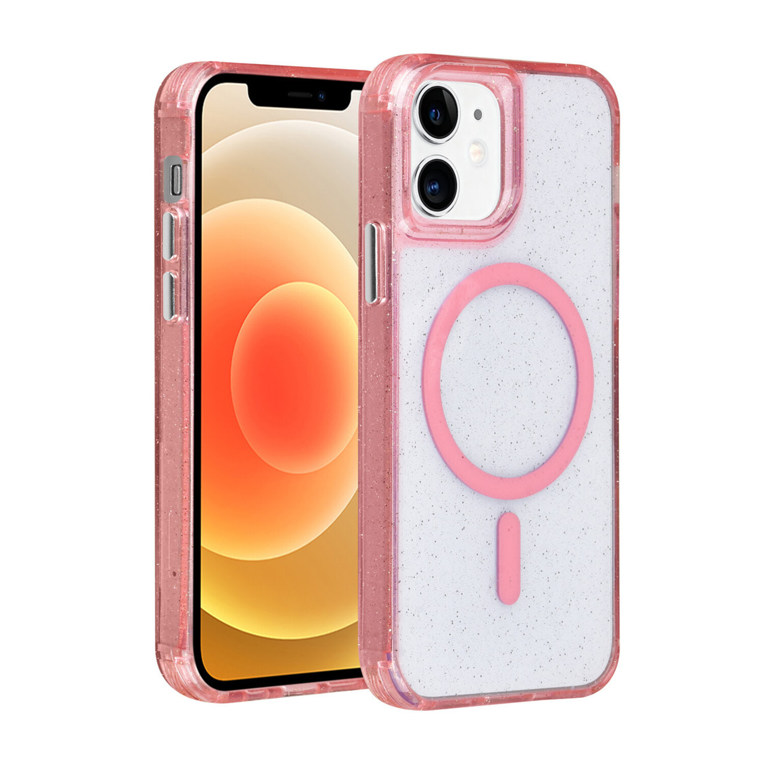 TUNIQ TUNIQ iPhone 12 - 12 Pro Back-Cover hul - Magsafe - Glitter - Hanger - Rosa