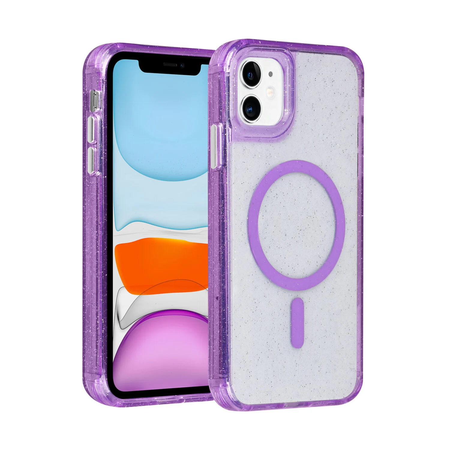 TUNIQ TUNIQ iPhone 11 Back-Cover hul - Magsafe - Glitter - Hanger - Lila