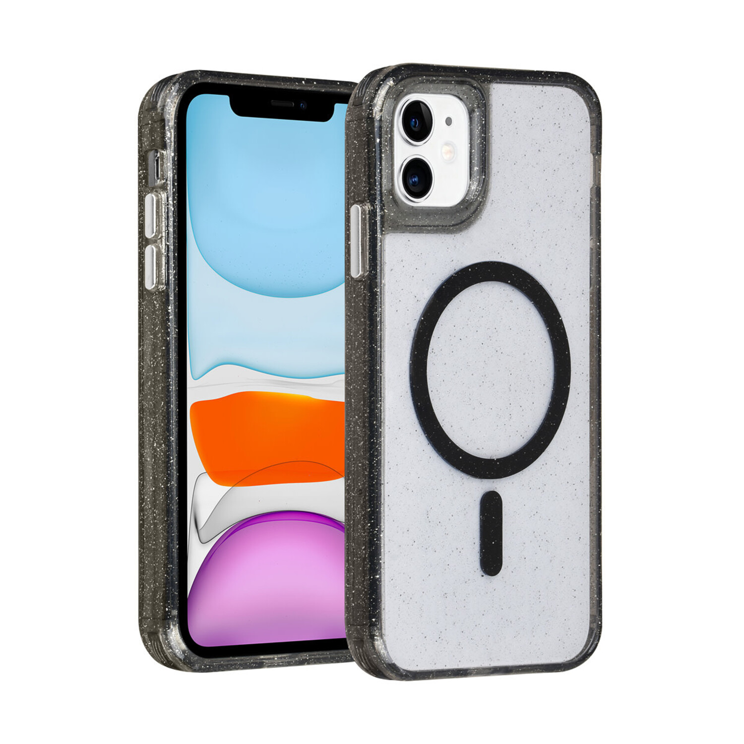 TUNIQ TUNIQ iPhone 11 Back-Cover hul - Magsafe - Glitter - Hanger - Schwarz