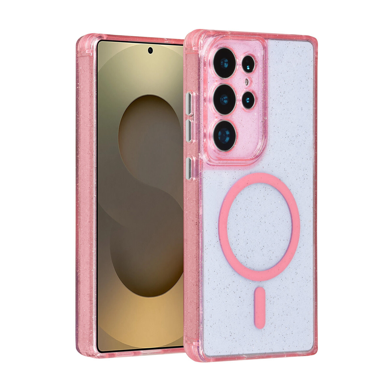 TUNIQ TUNIQ Galaxy S25 Ultra Back-Cover hul - Magsafe - Glitter - Hanger - Rosa