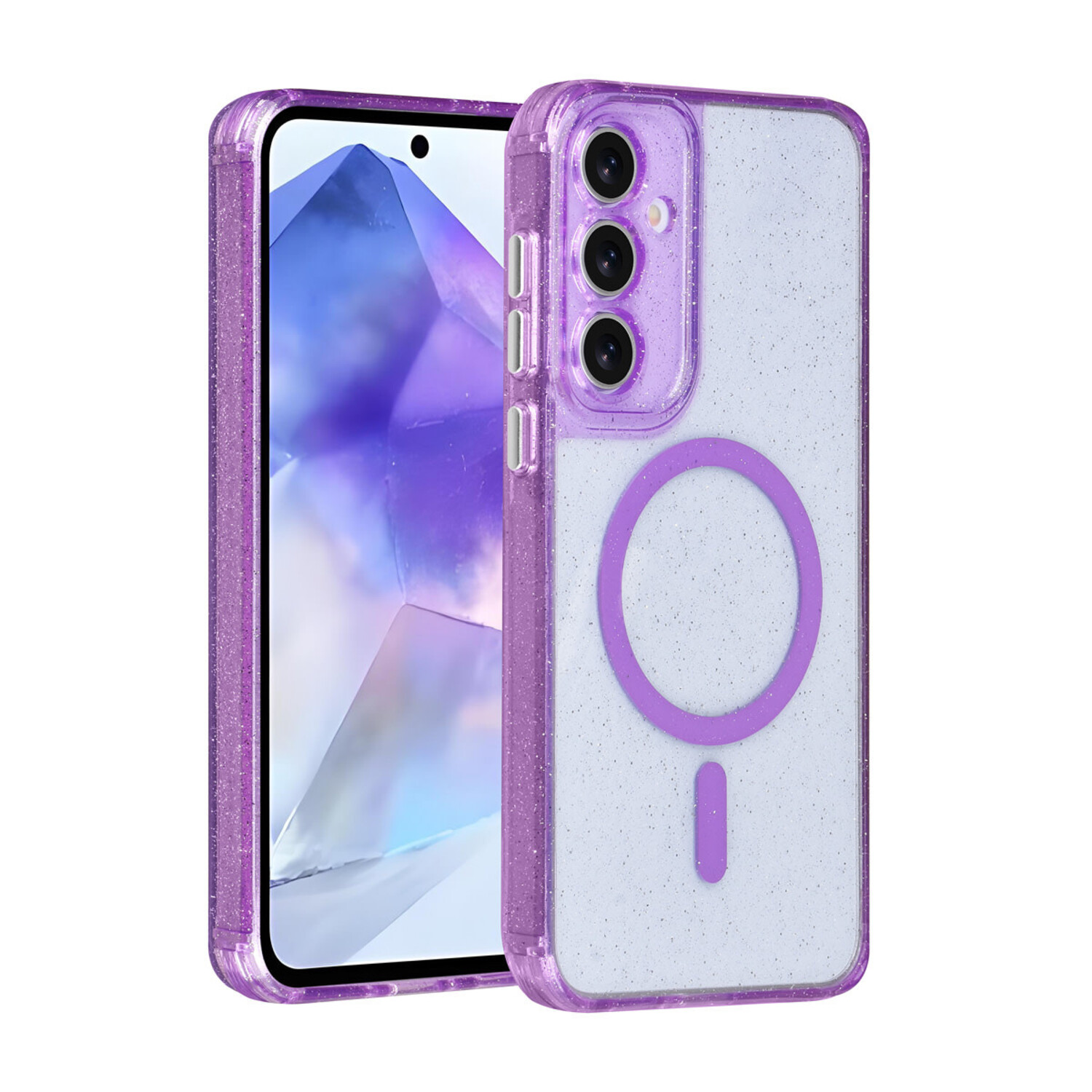 TUNIQ TUNIQ Galaxy A55 Back-Cover hul - Magsafe - Glitter - Hanger - Lila