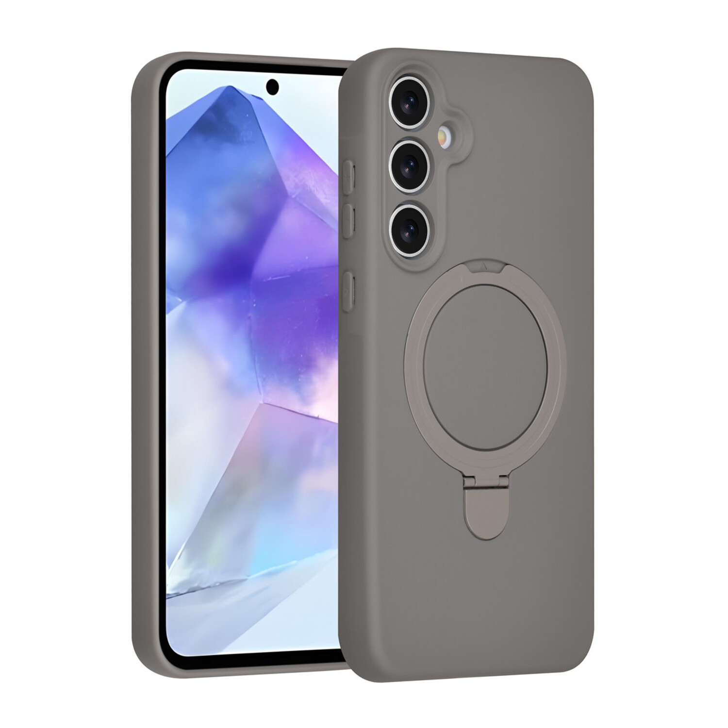 TUNIQ TUNIQ Galaxy A55 Back-Cover hul - Magsafe With Ring Stand - Hanger - Titanium Grey