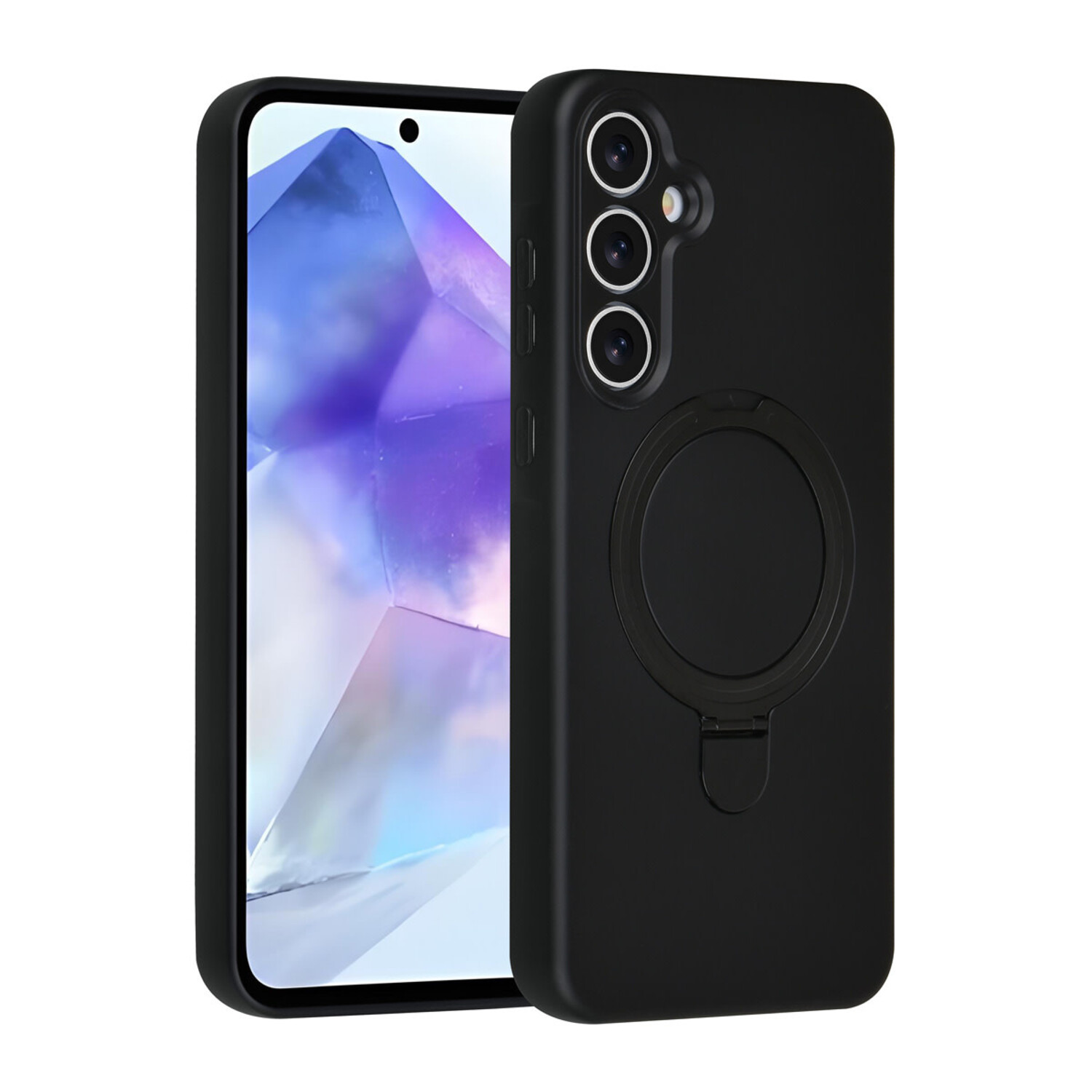 TUNIQ TUNIQ Galaxy A55 Back-Cover hul - Magsafe With Ring Stand - Hanger - Schwarz