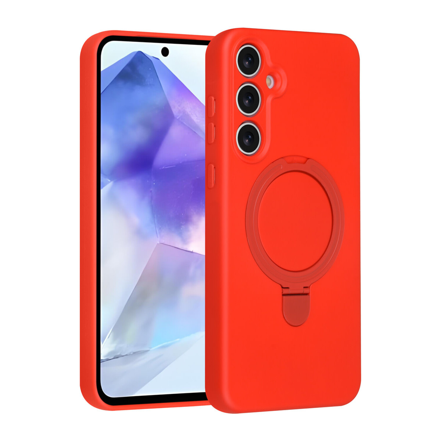 TUNIQ TUNIQ Galaxy A55 Back-Cover hul - Magsafe With Ring Stand - Hanger - Classic Red