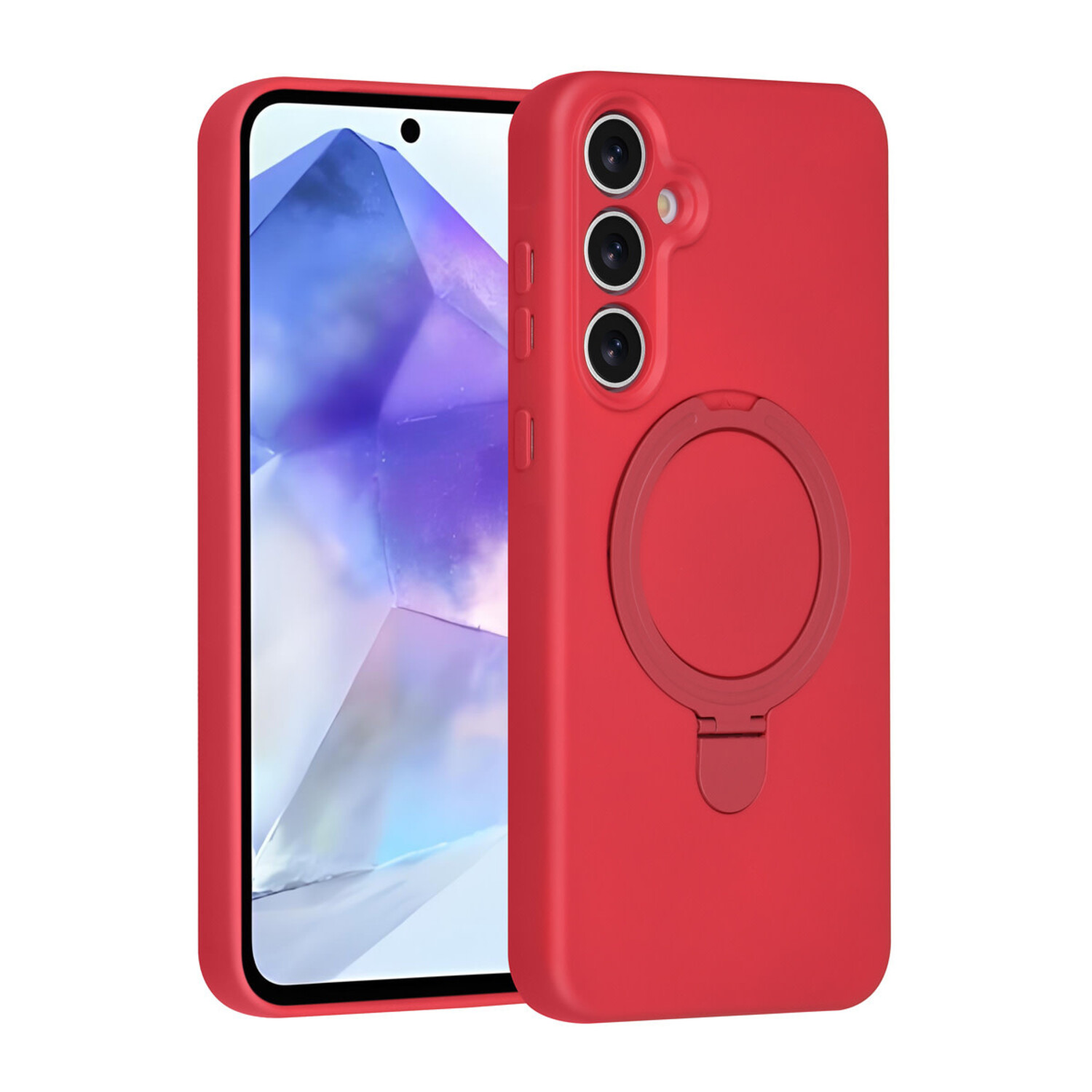 TUNIQ TUNIQ Galaxy A55 Back-Cover hul - Magsafe With Ring Stand - Hanger - Cherry Red