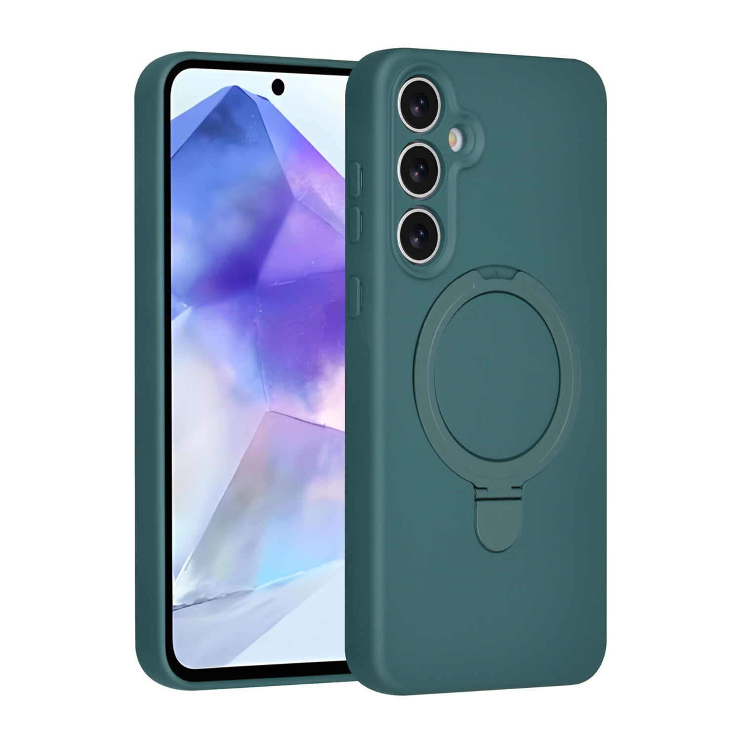 TUNIQ TUNIQ Galaxy A55 Back-Cover hul - Magsafe With Ring Stand - Hanger - Dunkelgrün
