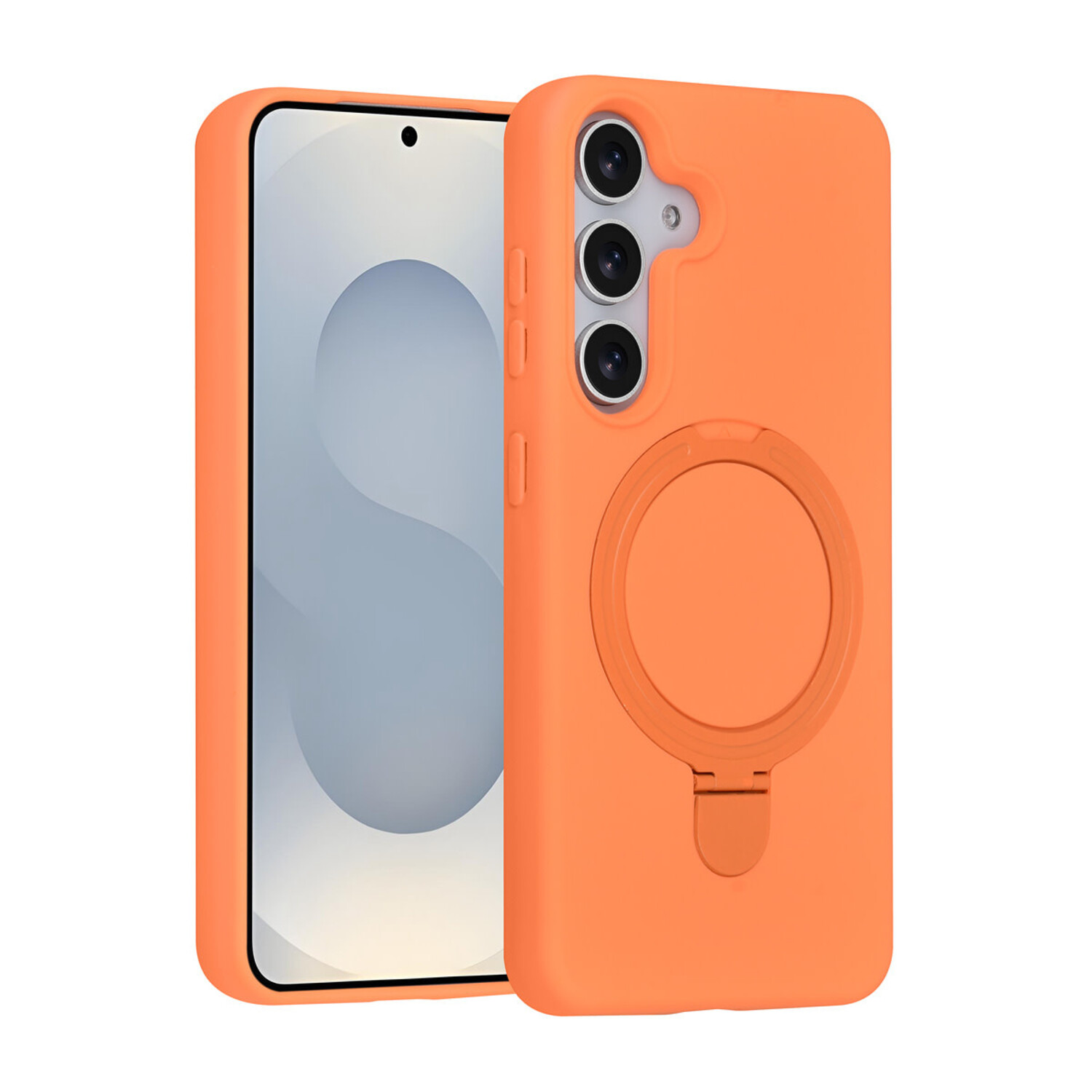 TUNIQ TUNIQ Galaxy S25 Back-Cover hul - Magsafe With Ring Stand - Hanger - Tangerine Orange