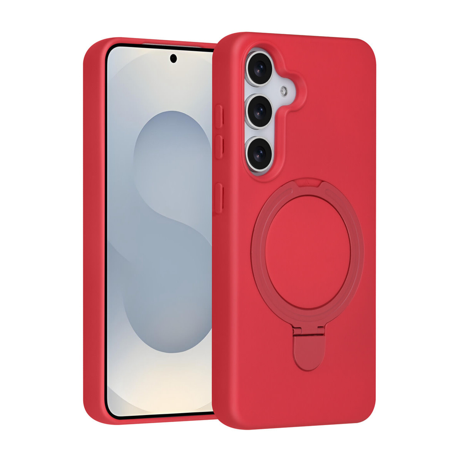 TUNIQ TUNIQ Galaxy S25 Back-Cover hul - Magsafe With Ring Stand - Hanger - Cherry Red